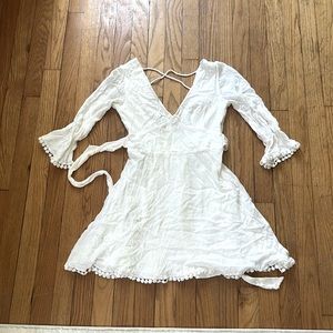 Lulu’s White Short Dress with Cross Back